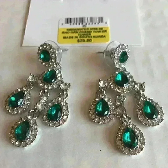 Charter Club new Stone Chandelier Earrings/emerald - Picture 6 of 7